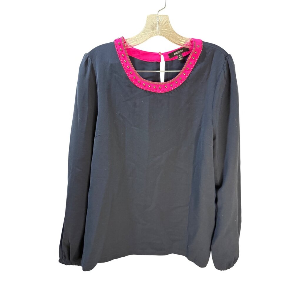 4Hawthorn Womens Long Sleeve‎ Blouse With Studded Collar Size L